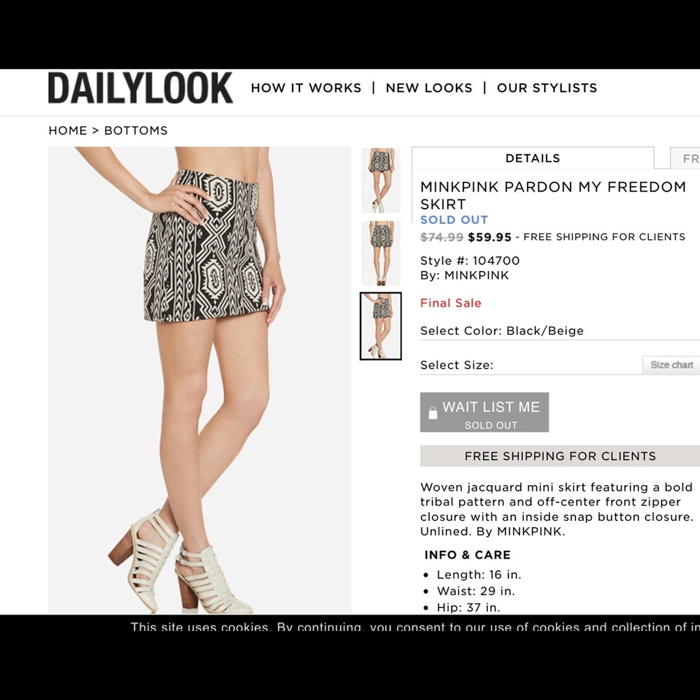 Mink Pink asymmetrical boho southwest print skirt - Picture 9 of 11